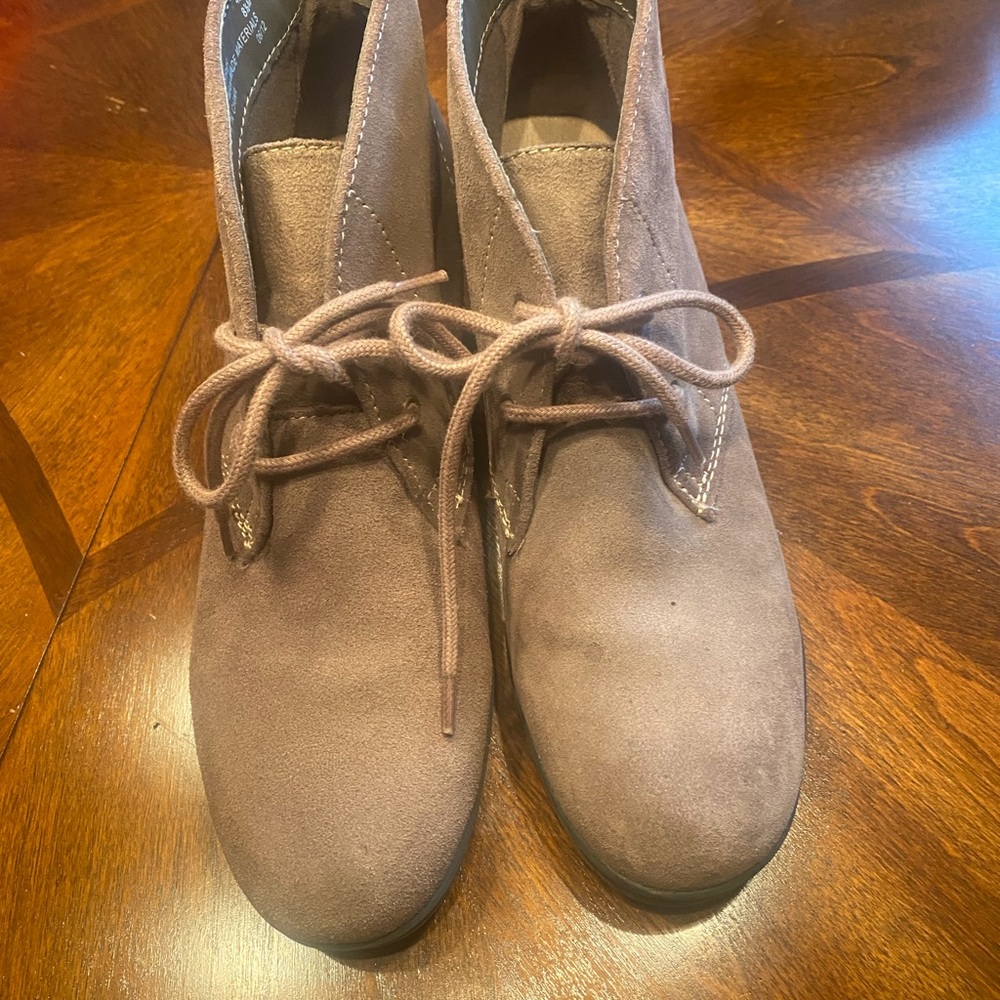 Bass grey suede booties worn 2ce.